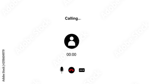 Incoming and Outgoing Phone Call User Interface Animation with Calling Timer and Call Icons Isolated on Dark, White, and Green Screen Chroma Key Backgrounds