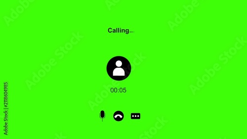 Incoming and Outgoing Phone Call User Interface Animation with Calling Timer and Call Icons Isolated on Dark, White, and Green Screen Chroma Key Backgrounds