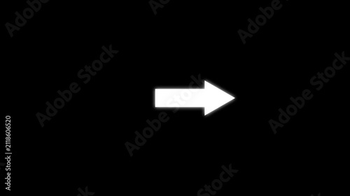 Right Arrow Pointing Icon Pulse and Loading Motion Graphics Animation Isolated on Black and White Backgrounds