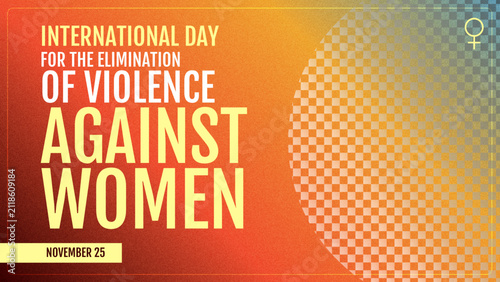 horizontal template banner for international day for elimination of violence against women with space for image gradient grainy background