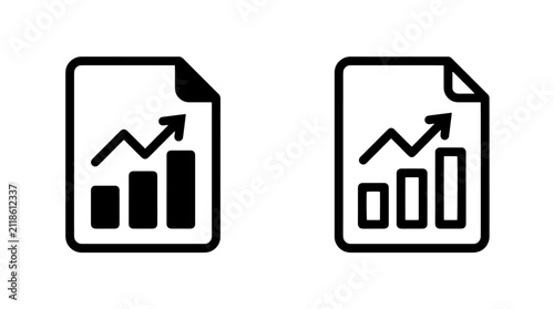 Obraz na płótnie Growth report document icon with rising trend line, document