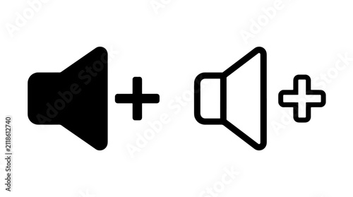 Volume increase speaker audio control graphic icons set