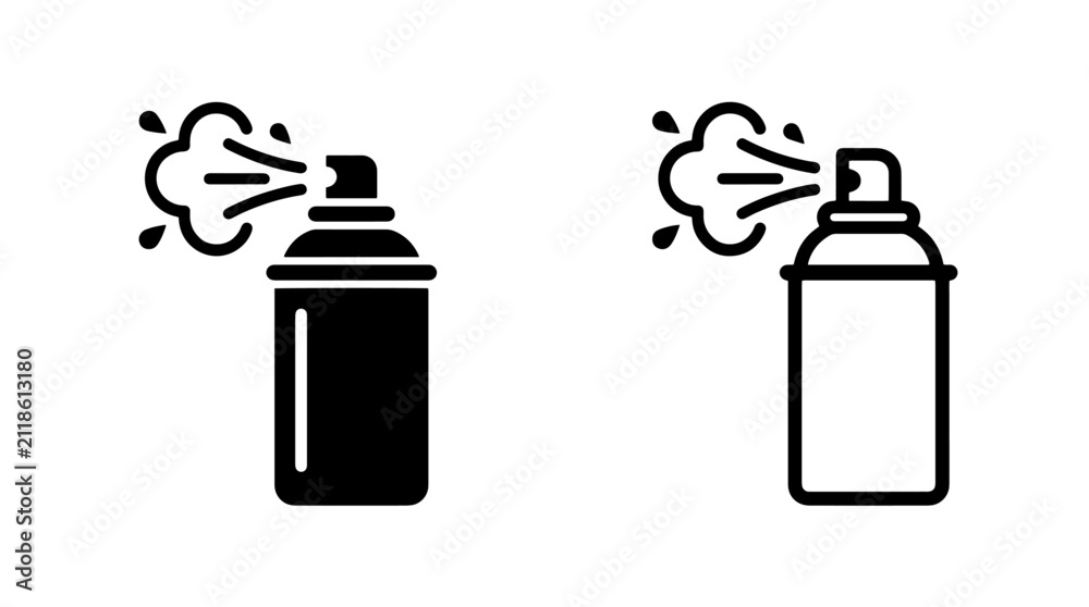 Obraz premium Aerosol spray can icon set with pressurized, dispenser