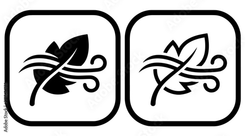 Quadro su tela Leaf in wind icon set positive and negative space