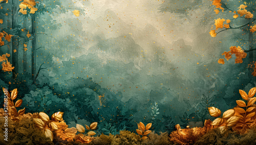 Gold elements on an abstract background wall