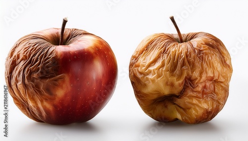 Wrinkled And Fresh Apple Isolated
