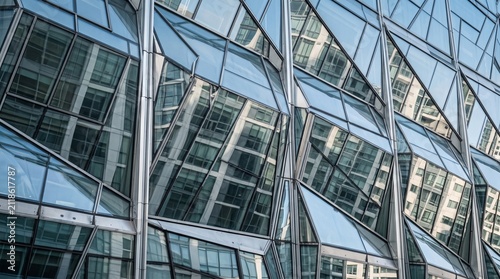 close up modern glass skyscraper 
