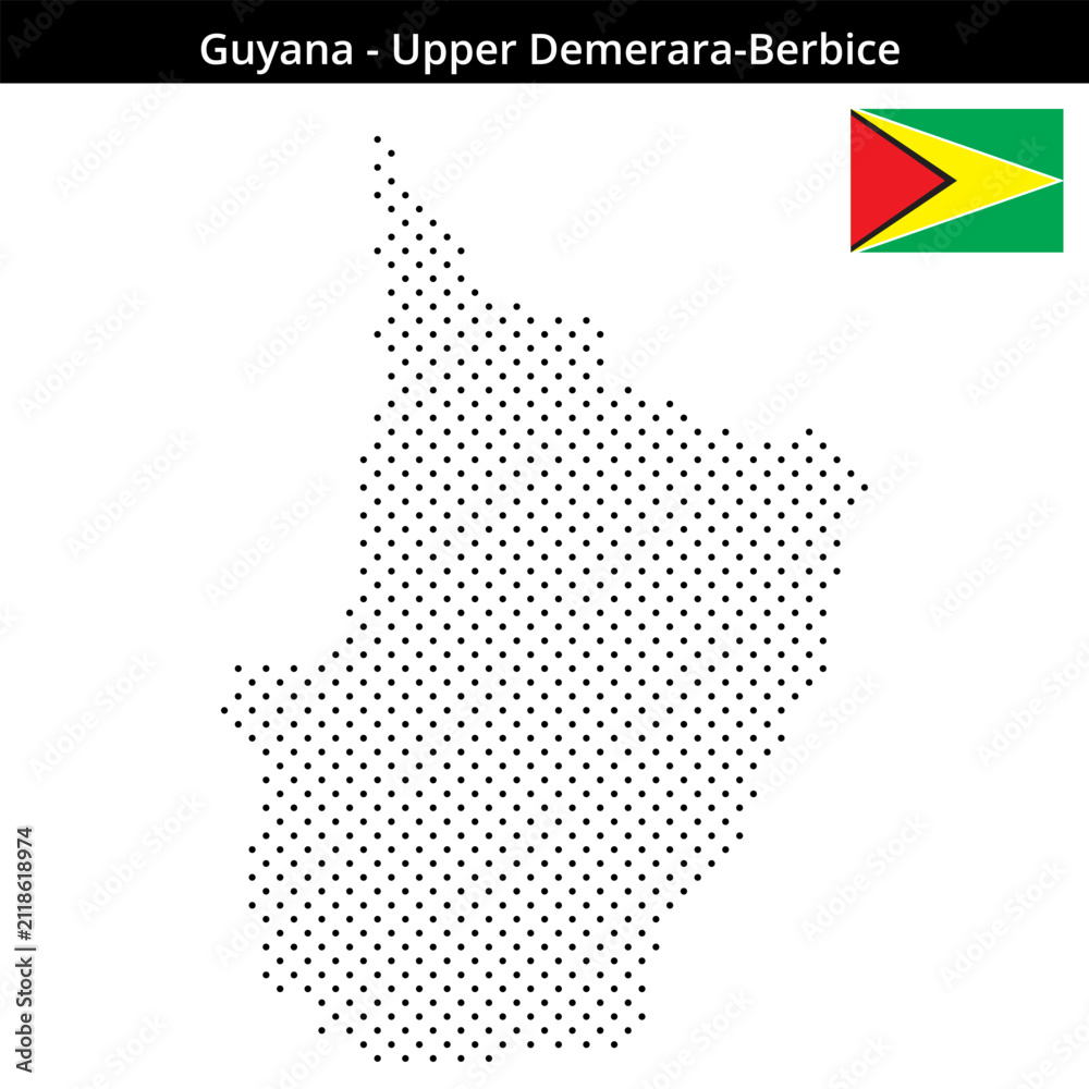Fototapeta premium Map of Guyana region Upper-Demerara-Berbice in small cross shaped dots