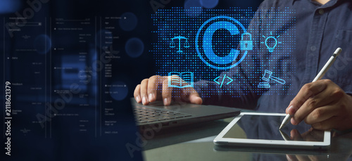 Legal protection of digital intellectual property, copyright, or patent concept, safeguarding trademark and assets