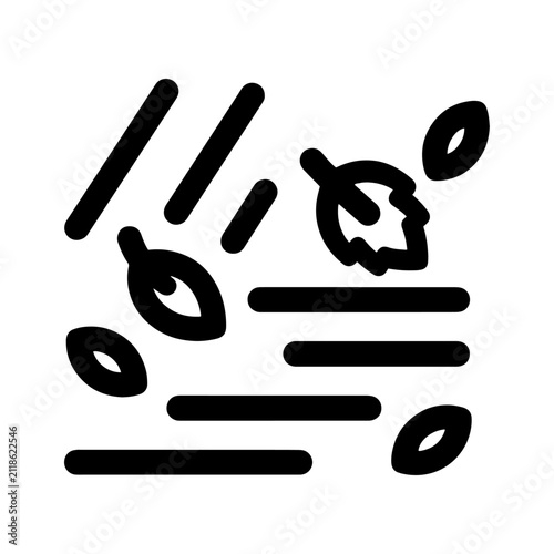 Windy autumn weather icon featuring blowing leaves and gusty wind lines forecast meteorology pictogram