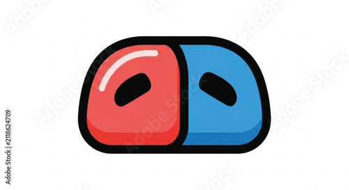 Vibrant Pink and Red Abstract Shape with Bold Black Outline, Flat Design