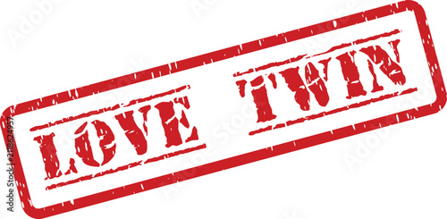 Принти на полотні Authentic red rubber stamp imprint showcasing the heartfelt words Love Twin on a