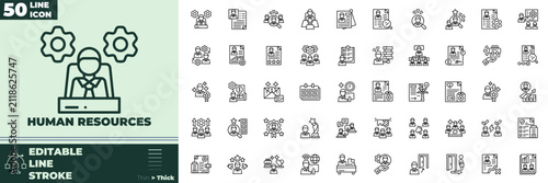 Human Resources Line Editable Icons set
