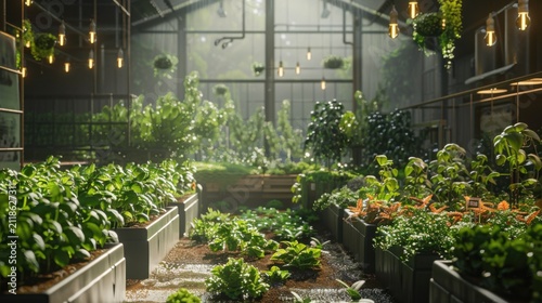 smart greenhouse farm with AI-controlled hydroponics system