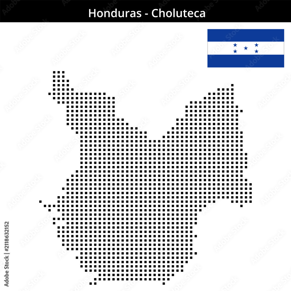 Obraz premium Map of Honduras region Choluteca in medium size square dots