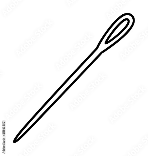 Obraz na plátne Hand-traced black outline vector illustration of a classic sewing bodkin needle
