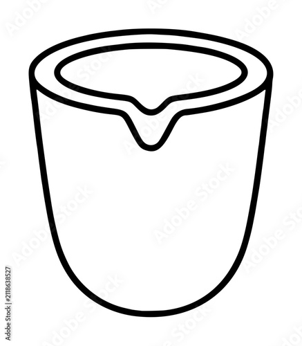 Konstfotografi Minimalist line drawing vector illustration of a black outline crucible, refract