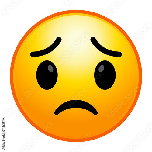 Принти на полотні Worried Face Emoji PNG Showing Concerned Emotional Expression