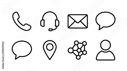 Business contact and communication network icon set