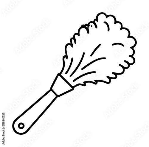 Konstfotografi Hand-traced vector icon illustration of a classic fluffy duster brush with a woo