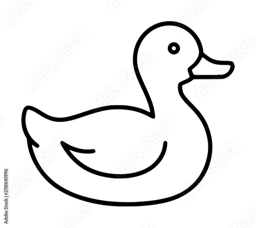 Konstfotografi Hand-drawn outline vector icon illustration of a cute classic rubber duck toy, m