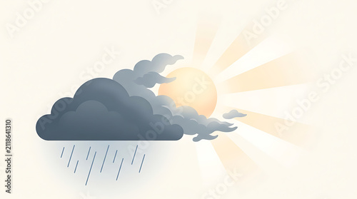 Weather Forecast Icon: Sun, Rain, and Clouds for Climate Data Visualization & Meteorological Graphics