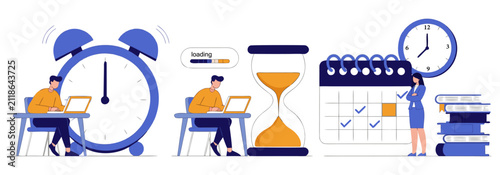 Time Management and Productivity Flat Vector Illustration