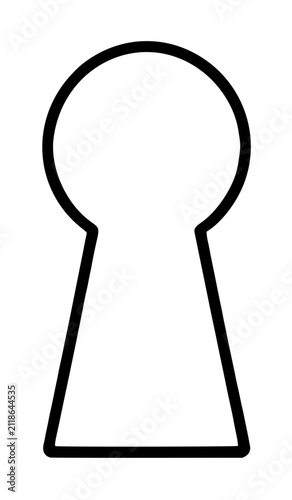 Classic vintage keyhole silhouette hand-drawn as a simple black outline vector icon illustration for security and privacy design