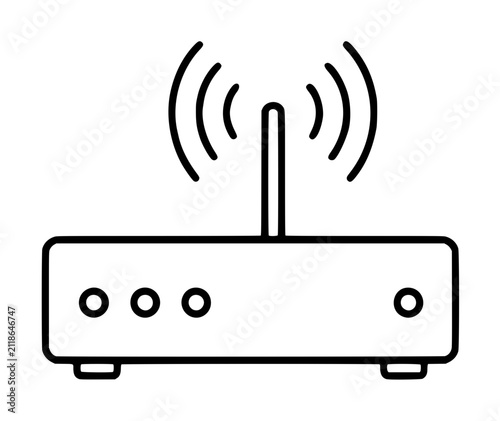 фотографія Hand-drawn line art vector icon of a wireless router or repeater network device