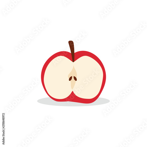 Fresh Apple Half Slice Illustration Vector