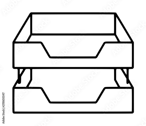 Принти на полотні Stacked document trays inbox outbox organizer vintage line drawing black outline
