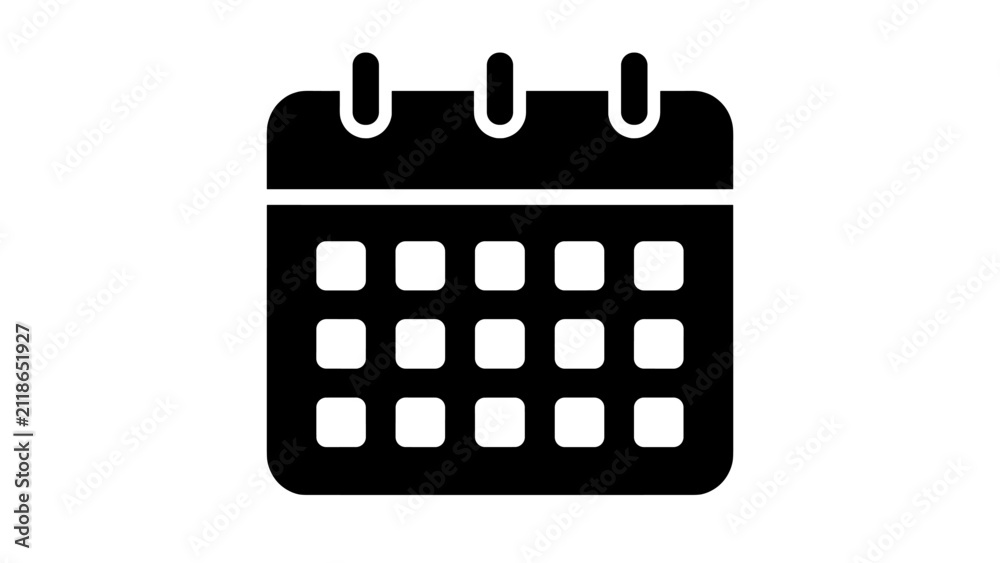 Naklejka premium Black calendar icon isolated on white background