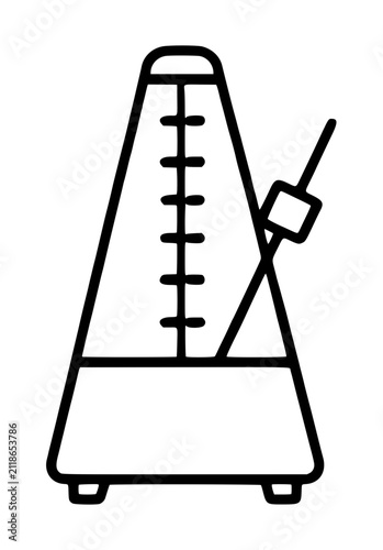 Photography Hand-traced black vector icon illustration of a classic musical metronome with a