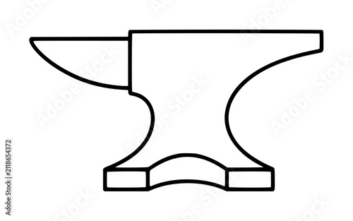 Cuadro en lienzo Hand traced outline vector icon of a classic blacksmithing anvil, minimalist met
