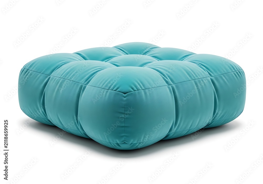 Naklejka premium Modern turquoise square ottoman or soft footstool for living room furniture design