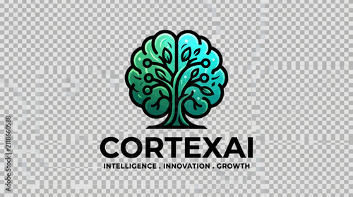 CortexAI Logo - Brain Tree Symbolizing Intelligence Innovation Growth.