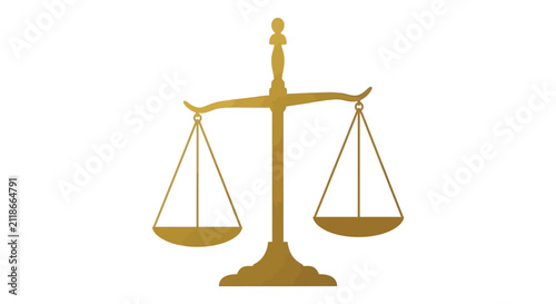 Obraz na plátně Golden Scales Of Justice Silhouette On White Background
