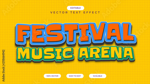 Festival music arena party text effect retro and vintage editable text effect
