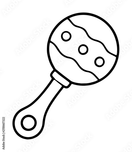 Obraz na plátně Hand-traced vector icon illustration of a maraca percussion instrument featuring