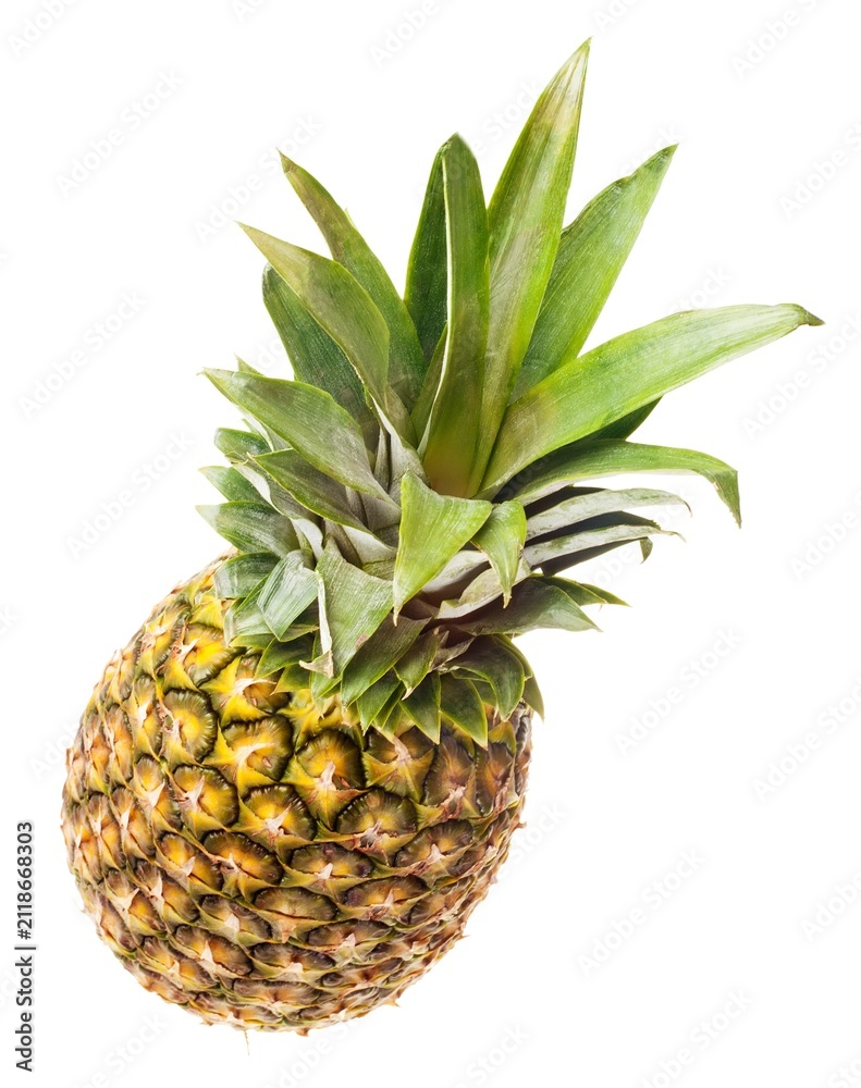 Fototapeta premium Fresh Pineapple on White Background Ready to Eat.