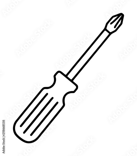 Fotografie Hand-traced vector icon illustration of a classic phillips screwdriver with a co
