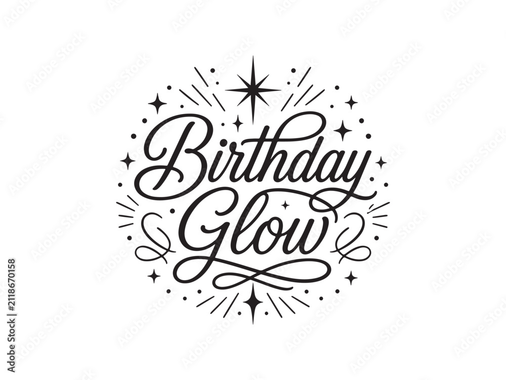 Fototapeta premium Birthday glow elegant calligraphy typography design with birthday calligraphy typography
