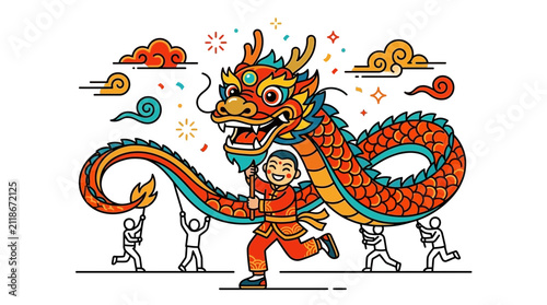 Chinese Dragon Dance Festival Celebration