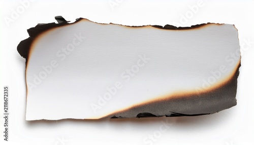 White Paper With Burnt Edge Detail And Dark Scorch Marks Isolated On White Background With Clipping Path