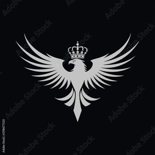 Crowned Phoenix Silhouette Icon – Majestic Bird Crest for Elite and Kingdom Themed Brands