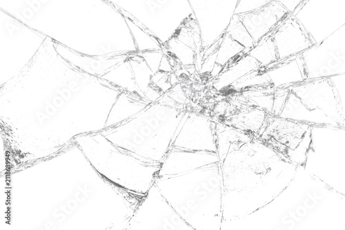 Foto Realistic broken glass screen crack overlay PNG on transparent background
