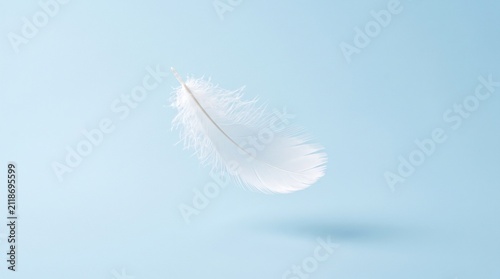 Fotografía Single white feather floating in air