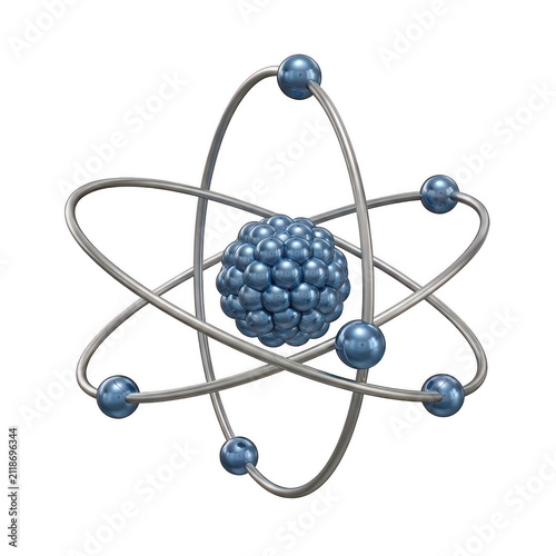 Atomic structure with electron orbits metallic sphere