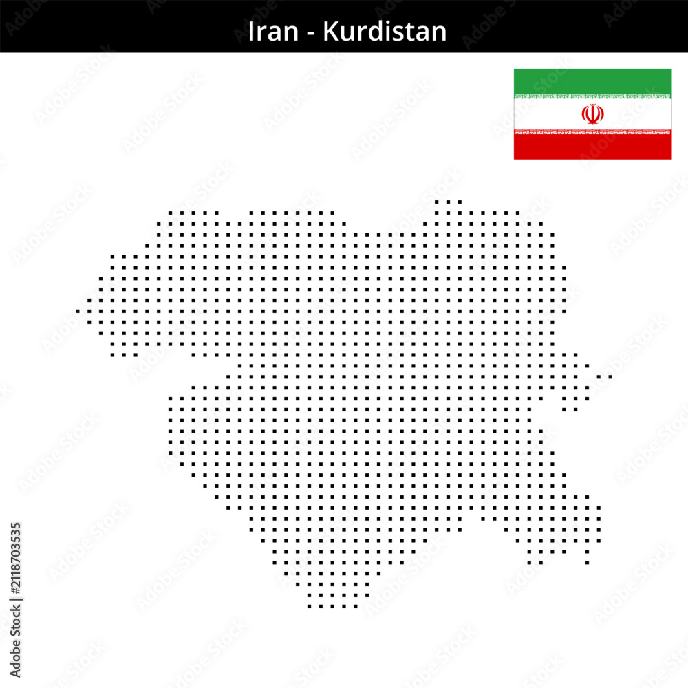 Fototapeta premium Map of Iran region Kurdistan in small size square dots