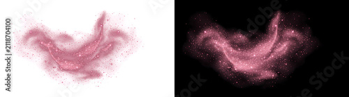 Fotografie Nebula cloud glowing in pink stardust with twinkling stars offering PNG, Transpa